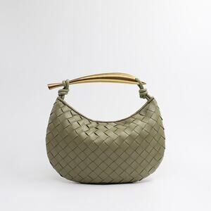 Leather Sardine Purse Venata Weave Cave Green Magnet Clutch Hand Bag NWT Preppy